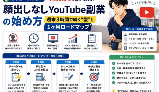 顔出しなしYouTube副業の始め方｜週末3時間で続く“型”と1ヶ月ロードマップ