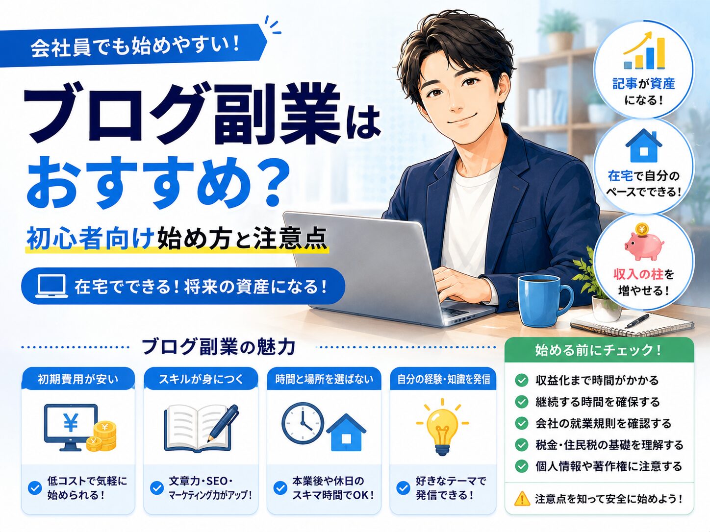 会社員のブログ副業はおすすめ?初心者向け始め方と注意点